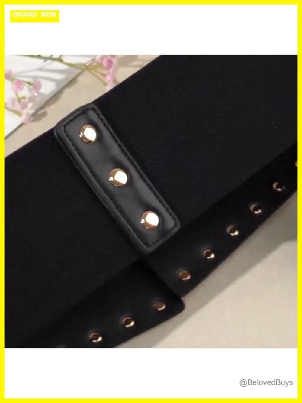 Wide Corset Elastic Waist Belt Faux Leather Punk Studded Dresses